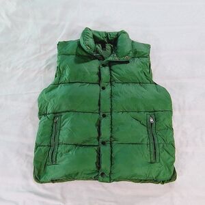 Old Navy Men's Green Puffer Vest Button Down